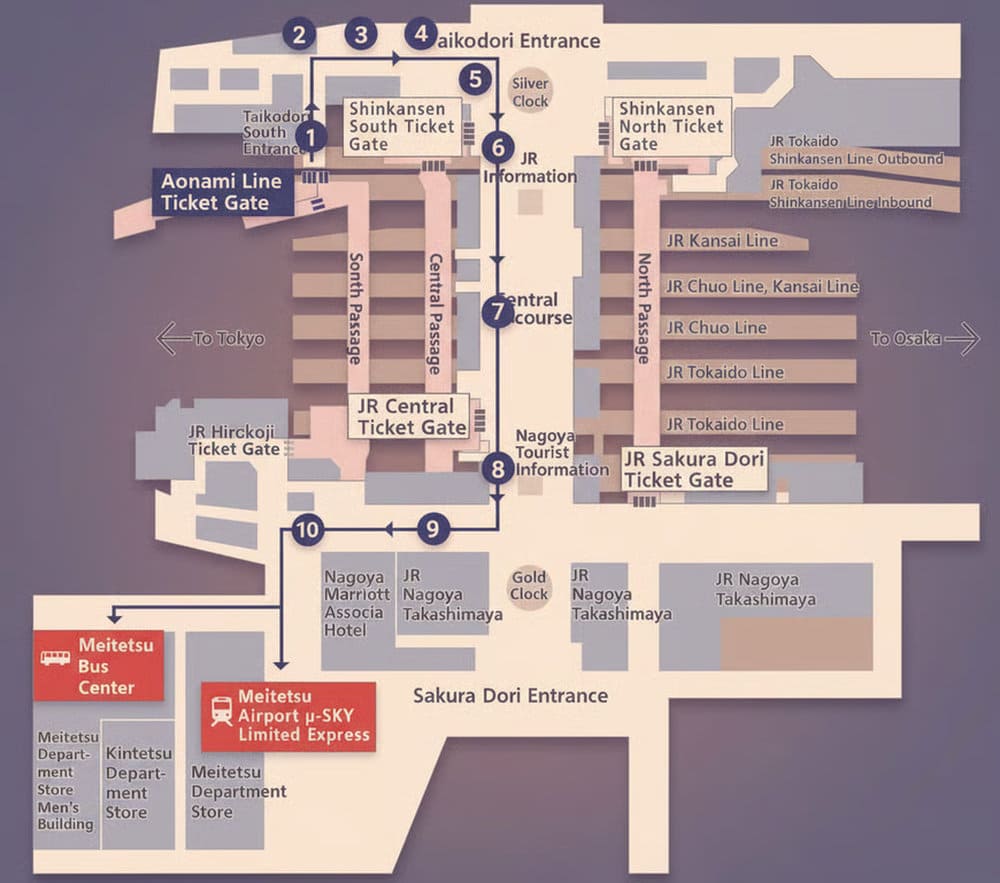 Hướng dẫn tuyến di chuyển đến Aonami